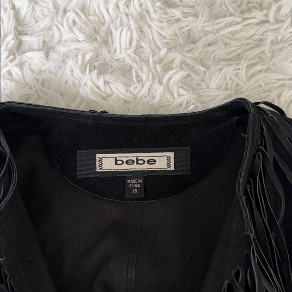 Bebe Black Suede Fringe Western Jacket Size XS - Picture 4 of 5